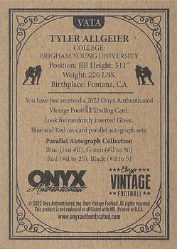 2022 Onyx Vintage - Blue Signature Autographs #VATA Tyler Allgeier Back