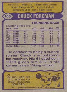 1979 Topps #100 Chuck Foreman Back