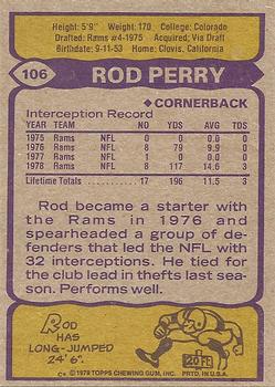 1979 Topps #106 Rod Perry Back