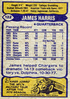 1979 Topps #122 James Harris Back