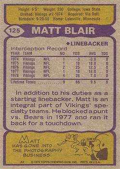 1979 Topps #125 Matt Blair Back