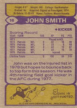 1979 Topps #16 John Smith Back