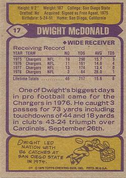 1979 Topps #17 Dwight McDonald Back