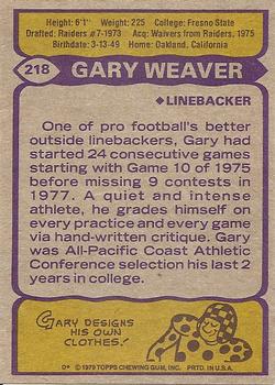 1979 Topps #218 Gary Weaver Back