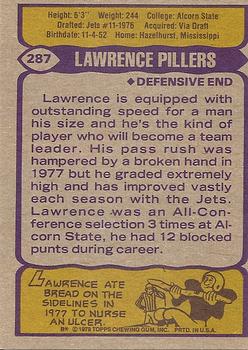 1979 Topps #287 Lawrence Pillers Back
