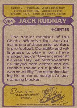 1979 Topps #304 Jack Rudnay Back