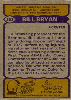1979 Topps #363 Bill Bryan Back