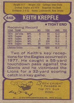 1979 Topps #448 Keith Krepfle Back