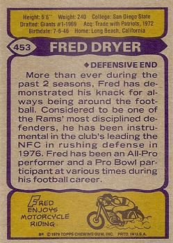 1979 Topps #453 Fred Dryer Back