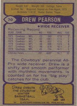 1979 Topps #70 Drew Pearson Back