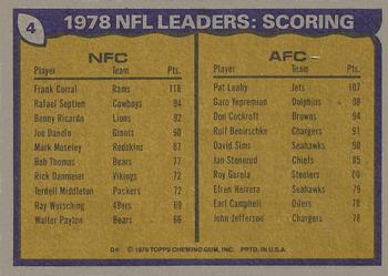 1979 Topps #4 1978 NFL Leaders: Scoring (Frank Corral / Pat Leahy) Back