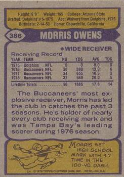 1979 Topps #386 Morris Owens Back