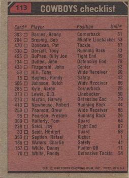 1980 Topps #113 Tony Dorsett / Tony Hill / Harvey Martin Back