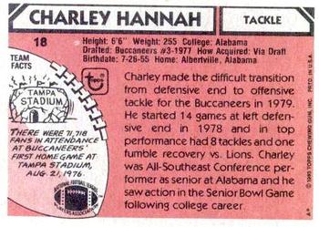 1980 Topps #18 Charley Hannah Back