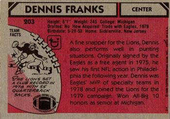1980 Topps #203 Dennis Franks Back