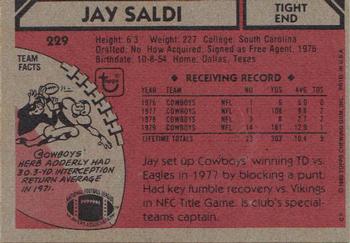1980 Topps #229 Jay Saldi Back