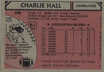 1980 Topps #298 Charlie Hall Back