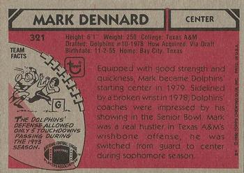 1980 Topps #321 Mark Dennard Back