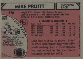 1980 Topps #478 Mike Pruitt Back