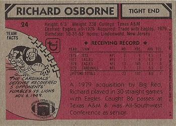 1980 Topps #24 Richard Osborne Back