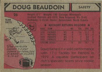 1980 Topps #26 Doug Beaudoin Back