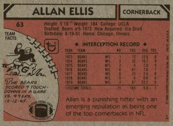 1980 Topps #63 Allan Ellis Back