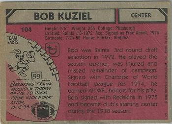 1980 Topps #104 Bob Kuziel Back