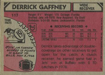 1980 Topps #117 Derrick Gaffney Back