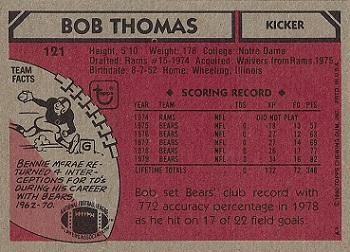 1980 Topps #121 Bob Thomas Back