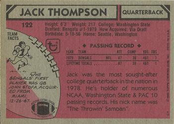 1980 Topps #122 Jack Thompson Back