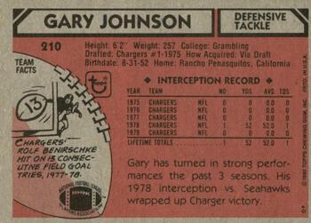 1980 Topps #210 Gary Johnson Back
