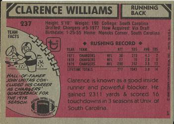 1980 Topps #237 Clarence Williams Back