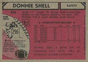 1980 Topps #256 Donnie Shell Back