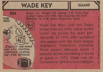 1980 Topps #296 Wade Key Back