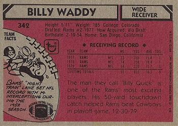 1980 Topps #342 Billy Waddy Back