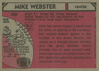 1980 Topps #350 Mike Webster Back