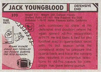 1980 Topps #370 Jack Youngblood Back