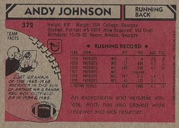 1980 Topps #372 Andy Johnson Back