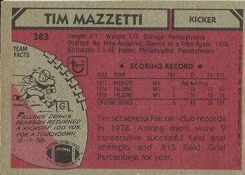 1980 Topps #383 Tim Mazzetti Back
