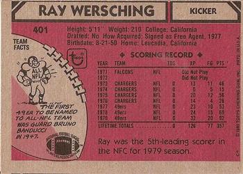 1980 Topps #401 Ray Wersching Back
