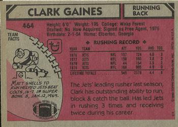 1980 Topps #464 Clark Gaines Back