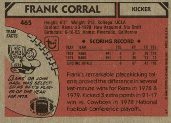 1980 Topps #465 Frank Corral Back