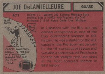 1980 Topps #477 Joe DeLamielleure Back