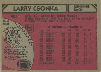 1980 Topps #485 Larry Csonka Back