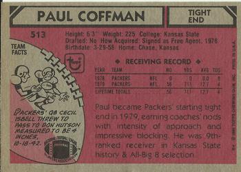 1980 Topps #513 Paul Coffman Back