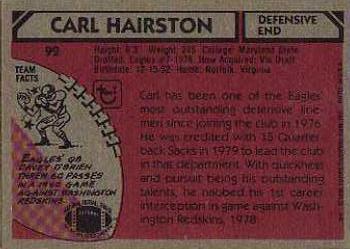 1980 Topps #92 Carl Hairston Back