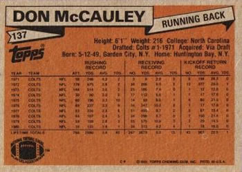 1981 Topps #137 Don McCauley Back