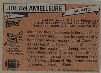 1981 Topps #170 Joe DeLamielleure Back