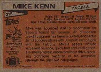 1981 Topps #215 Mike Kenn Back