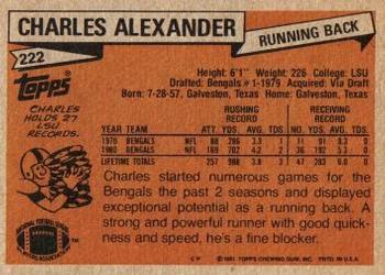 1981 Topps #222 Charles Alexander Back